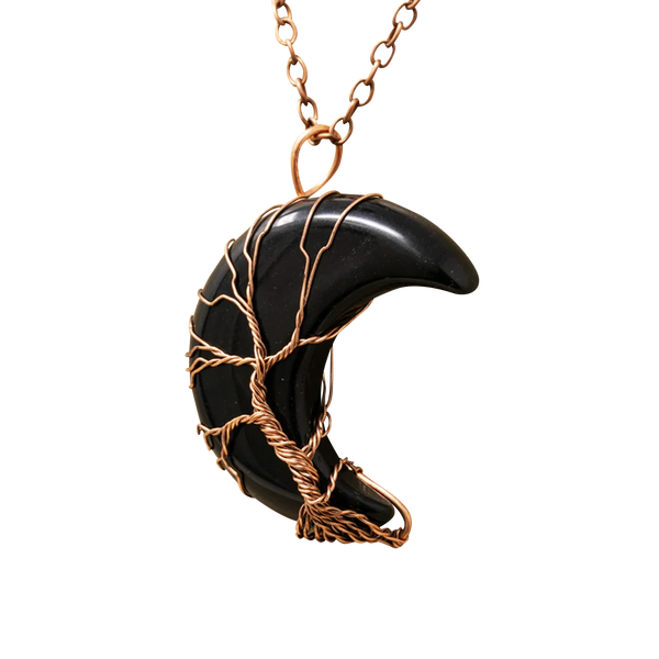 Black Agate Moon Necklace